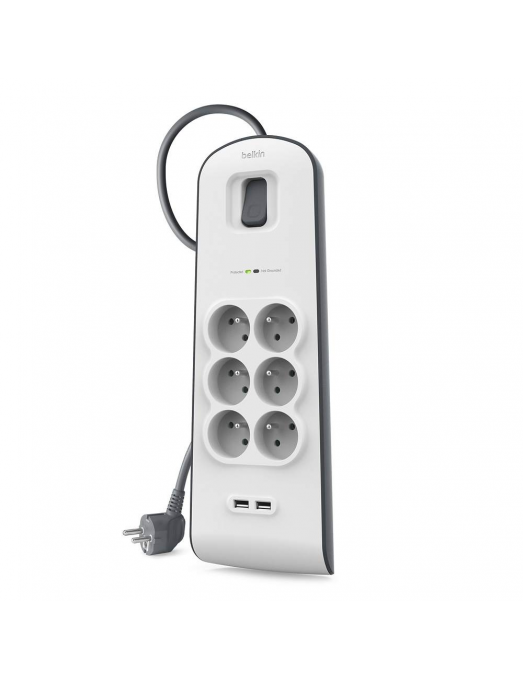 Belkin Multiprise parafoudre 6 prises avec 2 ports USB 2,4 A