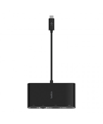 BELKIN Adaptateur multiport vers USB-C avec ports Ethernet, USB-A 3.0, VGA et HDMI 4K