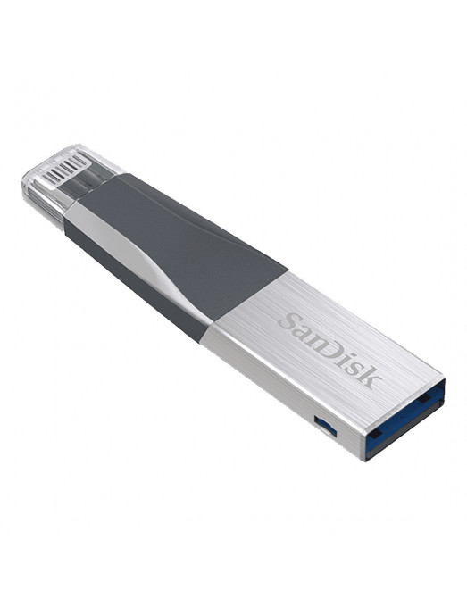 Clé USB SanDisk iXpand 64 Go pour iPhone et iPad, noir-argent - incliné left