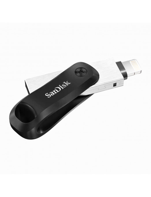 Clé USB SanDisk iXpand 64 Go pour iPhone et iPad avec accroche - vue décalée droite