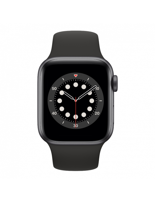 Apple Watch Serie 6 GPS 40mm Space gray Aluminium avec Black  Sport Band - front view