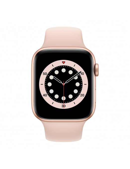 Apple Watch Serie 6 GPS 40mm Gold Aluminium avec Sport Band - front view Apple Watch Serie 6 GPS 40mm Gold Aluminium avec Sport Band - front view