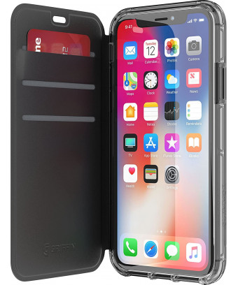 Griffin TA43989 Survivor Clear Wallet Case Cover pour iPhone X - Noir/Clair,