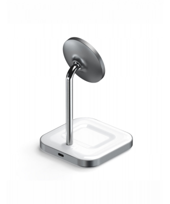 SUPPORT DE CHARGE SANS FIL MAGNÉTIQUE 2-EN-1 EN ALUMINIUM