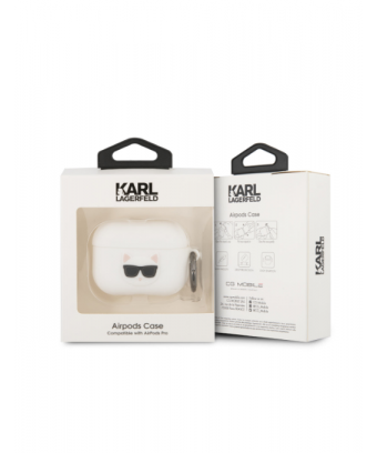 Coque en silicone pour AirPods 2 avec anneau et logo choupette Karl Lagerfeld