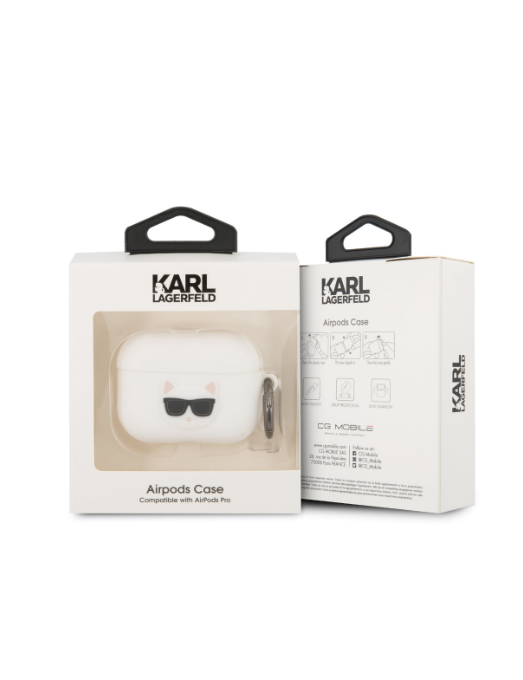 Coque en silicone pour AirPods 2 avec anneau et logo choupette Karl Lagerfeld