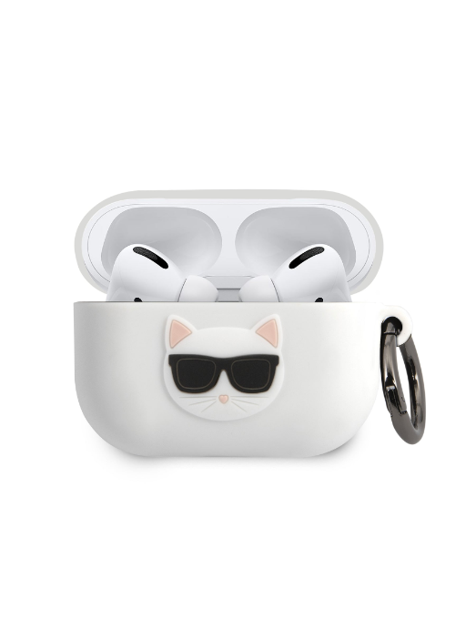 Coque en silicone pour AirPods 2 avec anneau et logo choupette Karl Lagerfeld