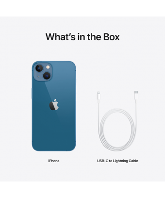 iPhone 13 128 go bleu et câble