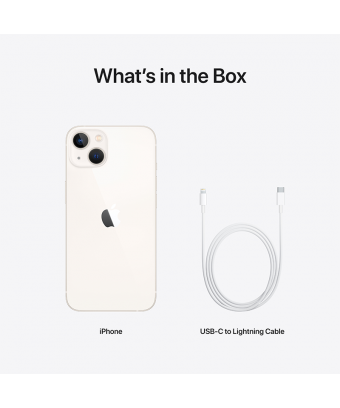 iPhone 13 128 go starlight et câble