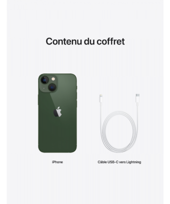 iPhone 13 128 go green  et câble