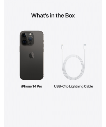 iPhone 14 Pro 256GB Space Black et câble
