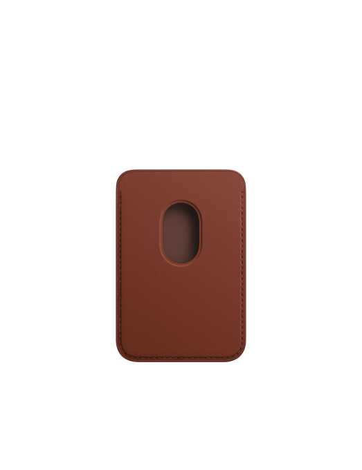 Porte-cartes en cuir avec MagSafe pour iPhone - Terre de Sienne