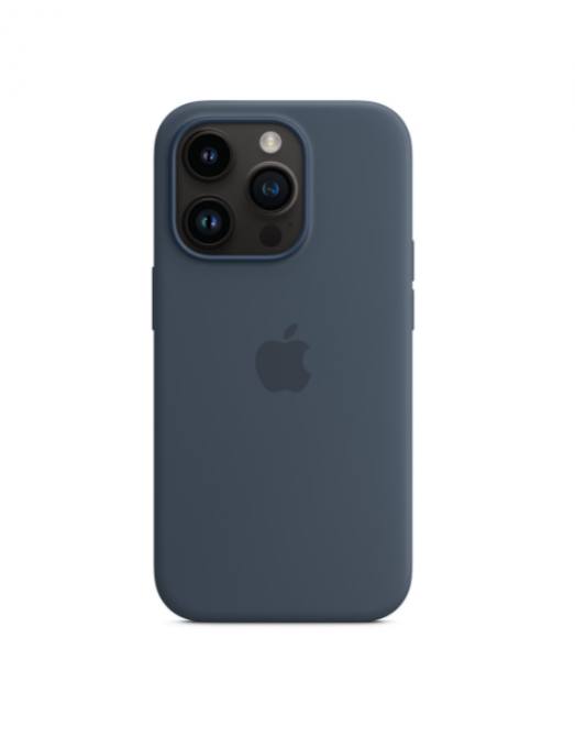 Coque en silicone avec MagSafe pour iPhone 14 Pro - Bleu orage