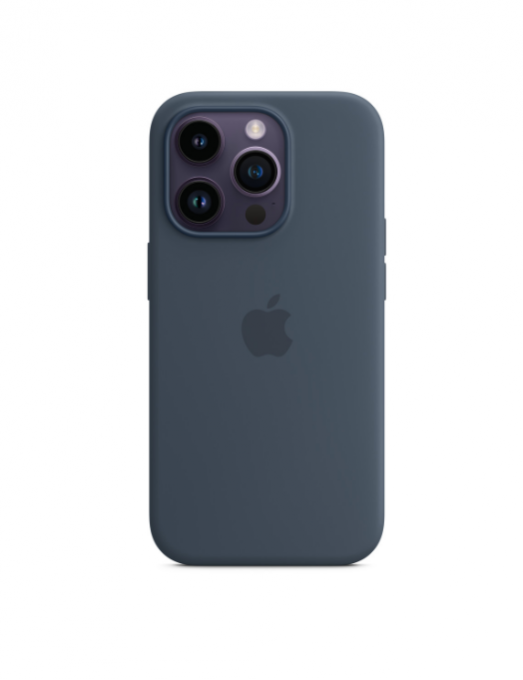 Coque en silicone avec MagSafe pour iPhone 14 Pro - Bleu orage