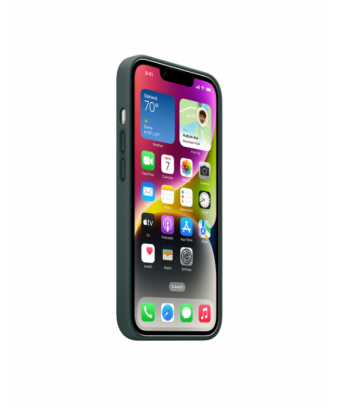 Coque en cuir avec MagSafe pour iPhone 14 - Vert forêt