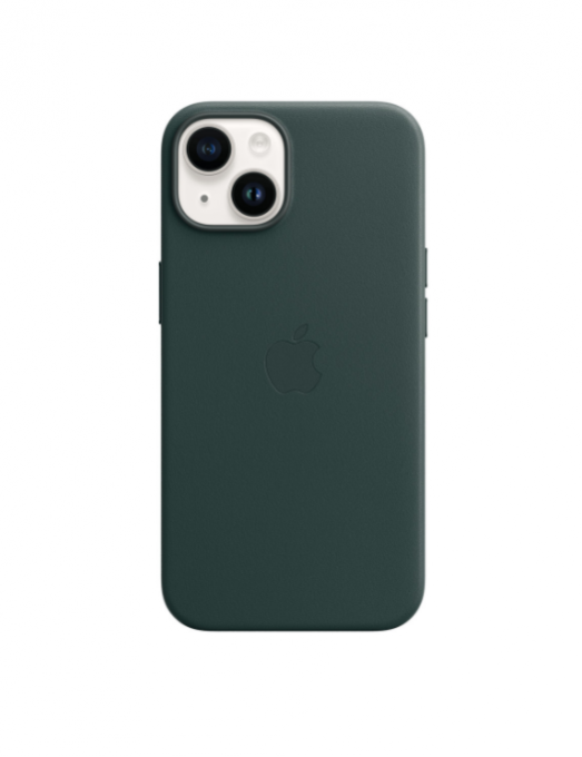 Coque en cuir avec MagSafe pour iPhone 14 - Vert forêt