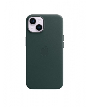 Coque en cuir avec MagSafe pour iPhone 14 - Vert forêt