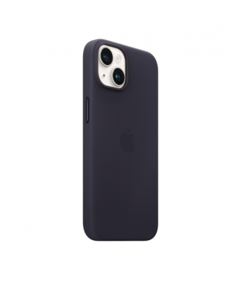 Coque en cuir avec MagSafe pour iPhone 14 - Encre violette