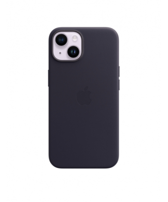 Coque en cuir avec MagSafe pour iPhone 14 - Encre violette