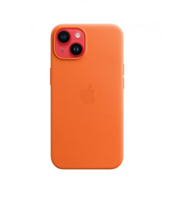 iPhone 14 Leather Case avec MagSafe - Orange