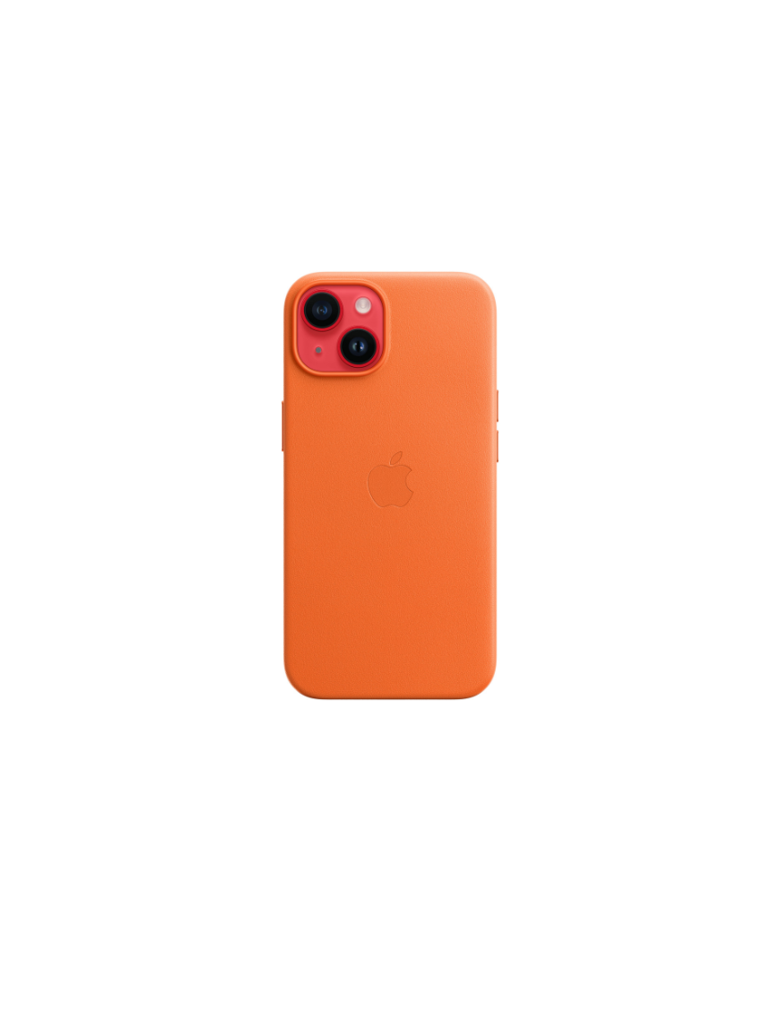 iPhone 14 Leather Case avec MagSafe - Orange