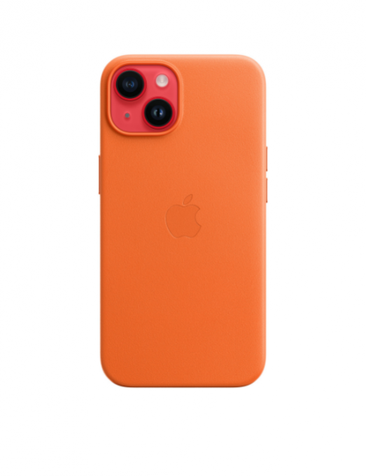 iPhone 14 Leather Case avec MagSafe - Orange