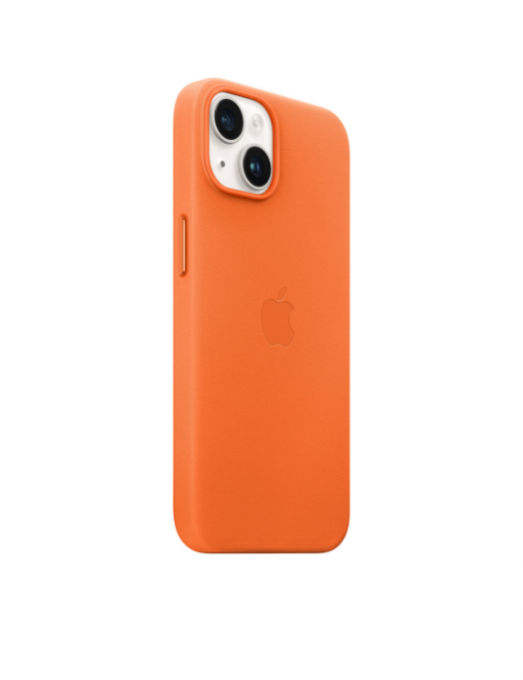 iPhone 14 Leather Case avec MagSafe - Orange