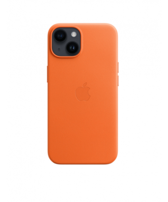 iPhone 14 Leather Case avec MagSafe - Orange