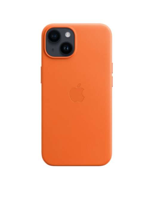 iPhone 14 Leather Case avec MagSafe - Orange