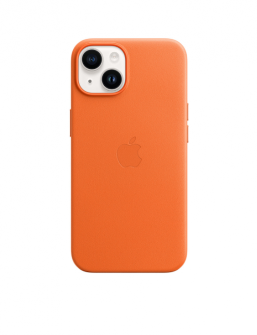iPhone 14 Leather Case avec MagSafe - Orange