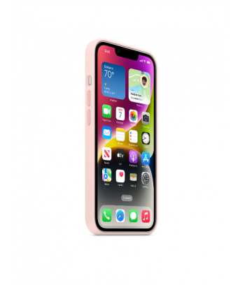 Coque en silicone avec MagSafe pour iPhone 14 - Rose craie