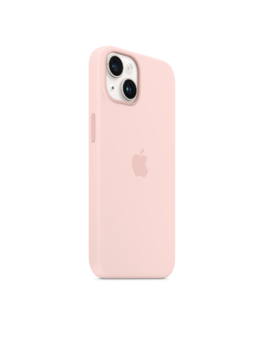 Coque en silicone avec MagSafe pour iPhone 14 - Rose craie