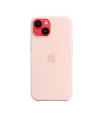 Coque en silicone avec MagSafe pour iPhone 14 - Rose craie