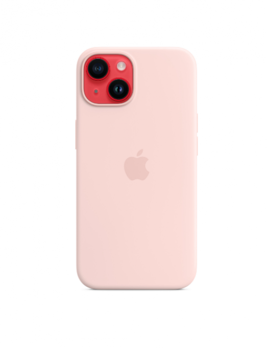 Coque en silicone avec MagSafe pour iPhone 14 - Rose craie