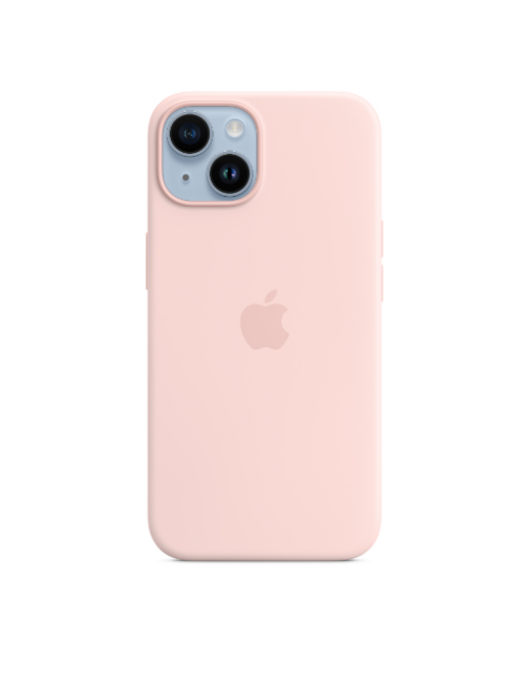 Coque en silicone avec MagSafe pour iPhone 14 - Rose craie