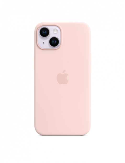 Coque en silicone avec MagSafe pour iPhone 14 - Rose craie