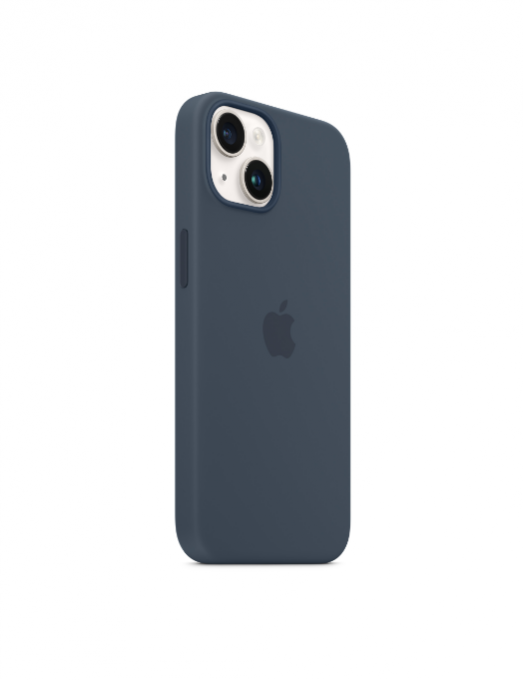 Coque en silicone avec MagSafe pour iPhone 14 - Bleu orage