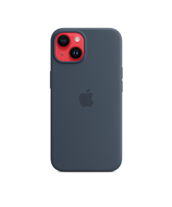 Coque en silicone avec MagSafe pour iPhone 14 - Bleu orage