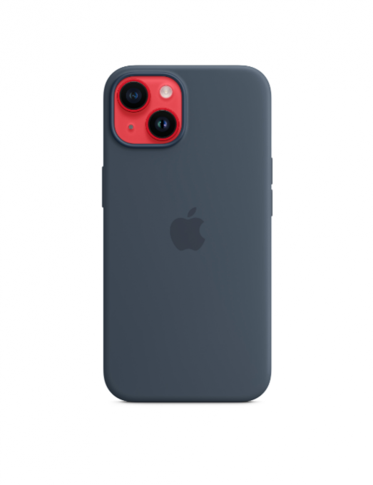 Coque en silicone avec MagSafe pour iPhone 14 - Bleu orage
