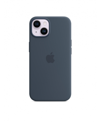 Coque en silicone avec MagSafe pour iPhone 14 - Bleu orage
