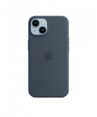 Coque en silicone avec MagSafe pour iPhone 14 - Bleu orage
