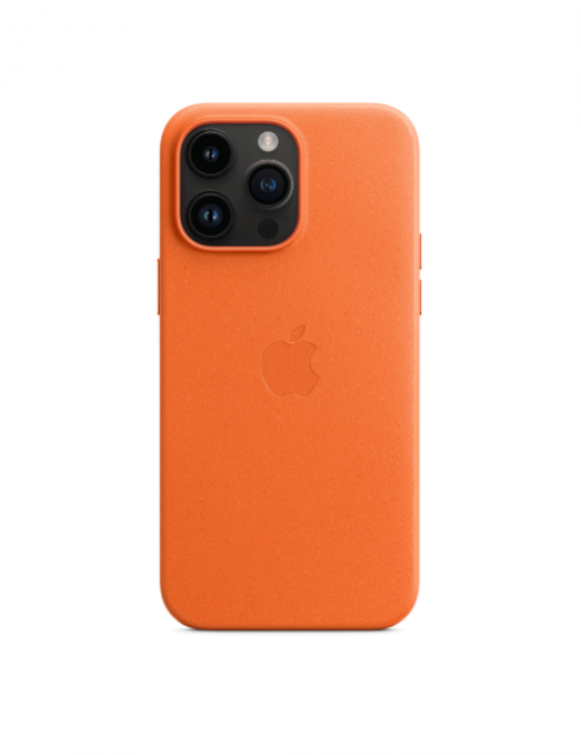 Coque en cuir avec MagSafe pour iPhone 14 Pro Max - Orange