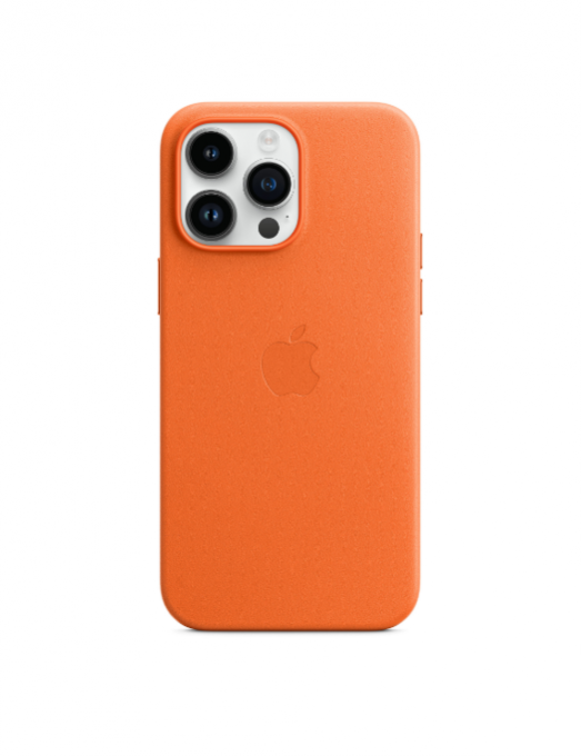 Coque en cuir avec MagSafe pour iPhone 14 Pro Max - Orange