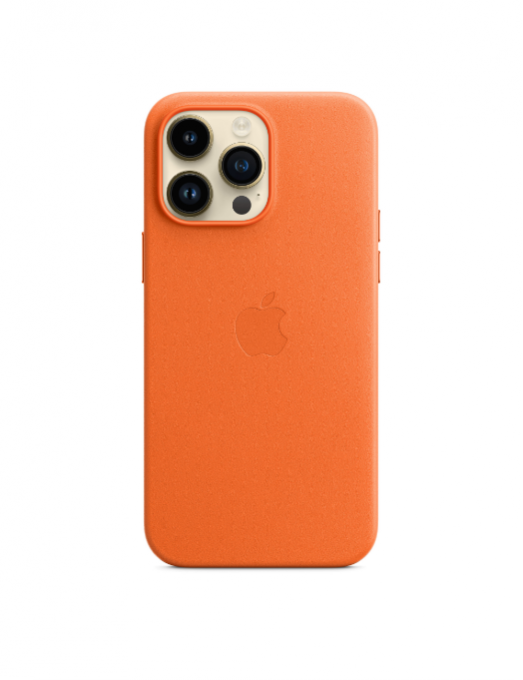 Coque en cuir avec MagSafe pour iPhone 14 Pro Max - Orange