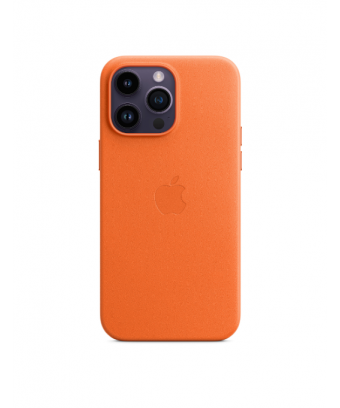 Coque en cuir avec MagSafe pour iPhone 14 Pro Max - Orange