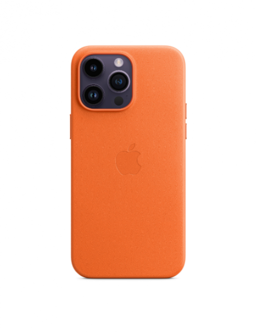 Coque en cuir avec MagSafe pour iPhone 14 Pro Max - Orange