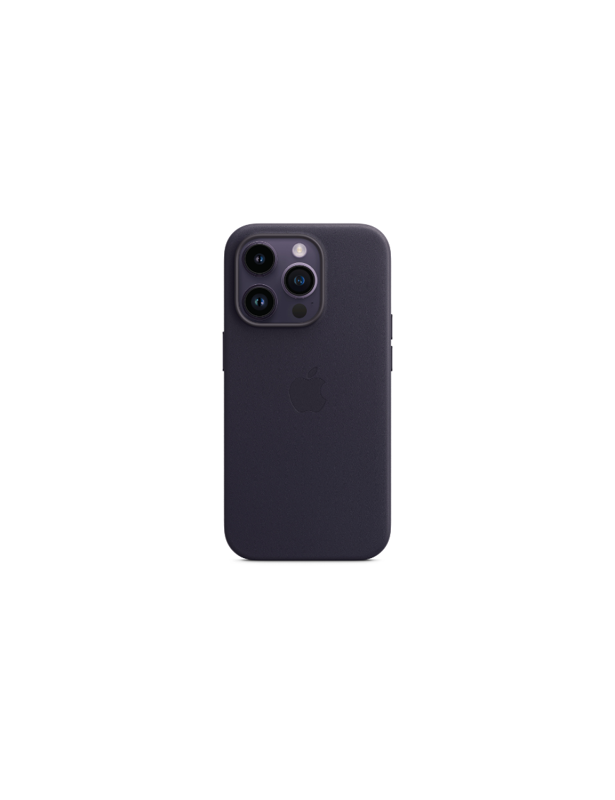 Coque en cuir avec MagSafe pour iPhone 14 Pro - Encre violette