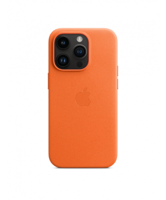 Coque en cuir avec MagSafe pour iPhone 14 Pro - Orange
