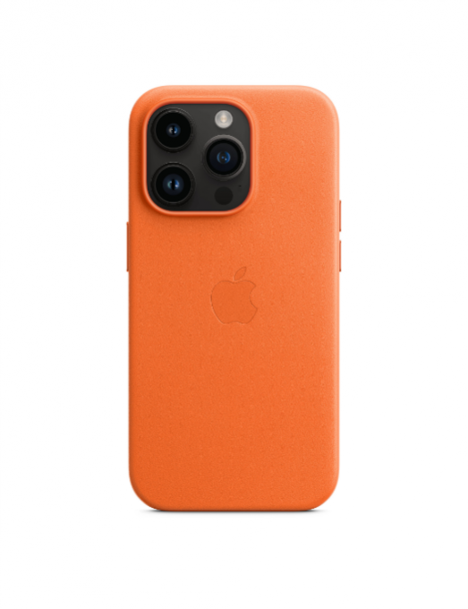 Coque en cuir avec MagSafe pour iPhone 14 Pro - Orange