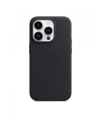 Coque en cuir avec MagSafe pour iPhone 14 Pro - Minuit